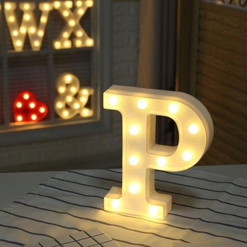 DIY White Plastic Letter LED Night Light Marquee Sign Alphabet Lights Lamp Home Culb Outdoor Indoor Wall Decoration